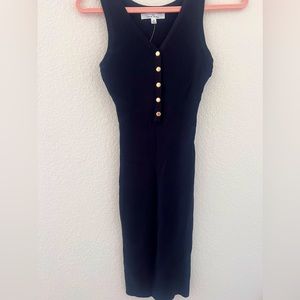 Black Ribbed Mid Dress